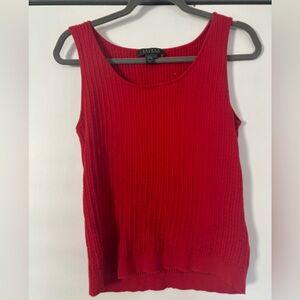 Lauren Ralph Lauren Red 100% cotton Sleeveless Knit Scoop Neck Tank Top Large